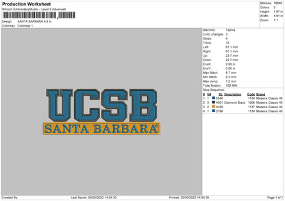 Santa Barbara Embroidery File 4 size