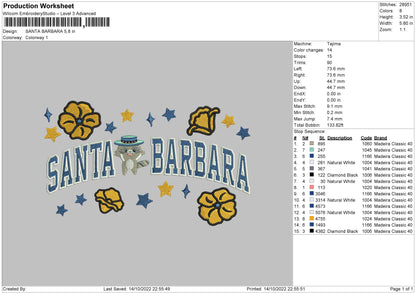 Santa Barbara 02 embroidery File 6 sizes
