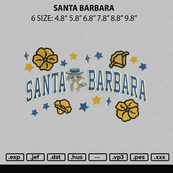 Santa Barbara 02 embroidery File 6 sizes