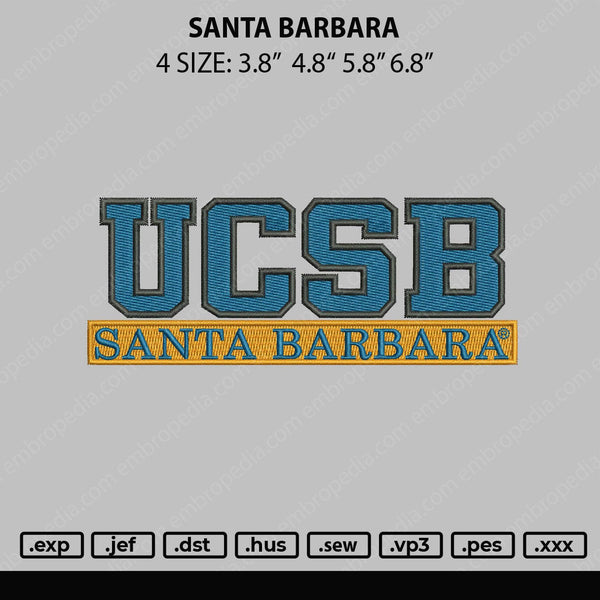 Santa Barbara Embroidery File 4 size