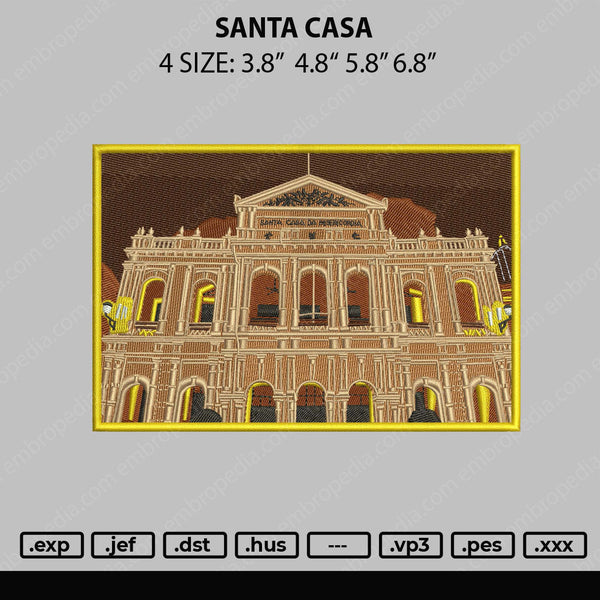 Santa Casa Embroidery File 4 size