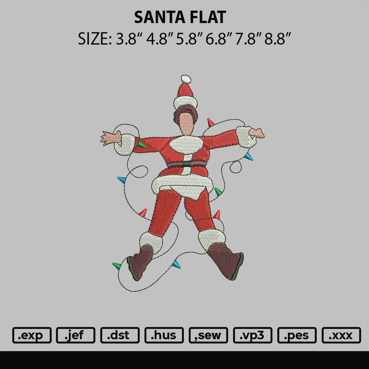 Santa Flat Embroidery FIle 6 sizes