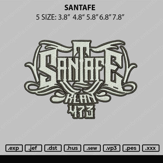 Santafe Embroidery File 5 sizes