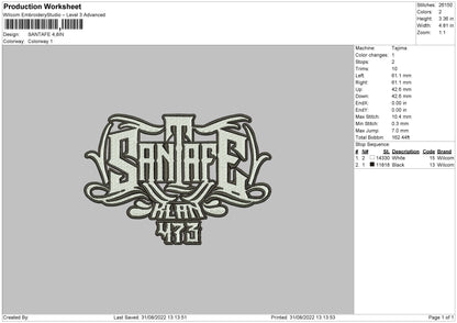 Santafe Embroidery File 5 sizes