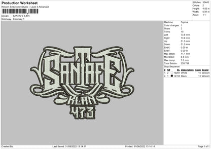 Santafe Embroidery File 5 sizes