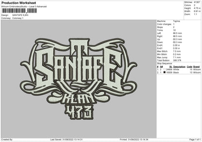 Santafe Embroidery File 5 sizes