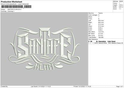 Santafe Klan Embroidery File 4 size