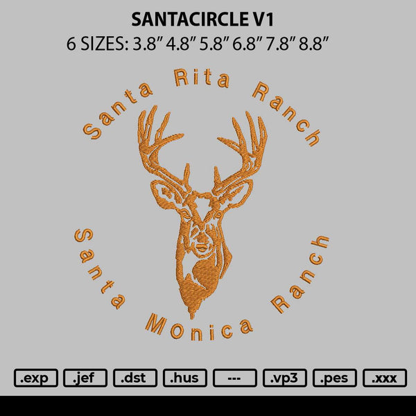 Santacirlce V1 Embroidery File 6 sizes