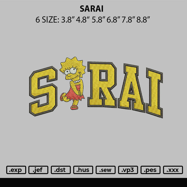 Sarai Embroidery File 6 sizes