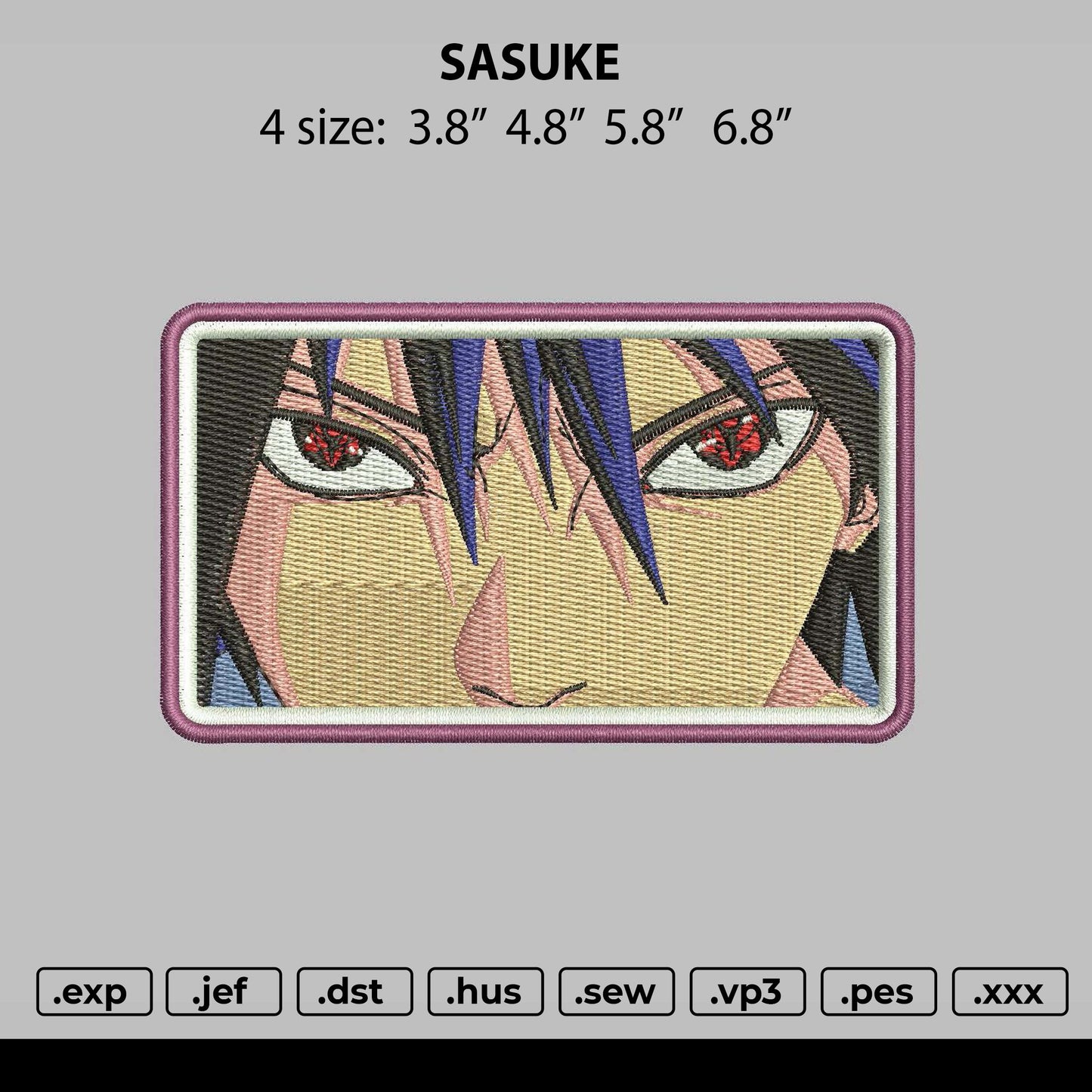 Sasuke Eyes Embroidery File 4 size