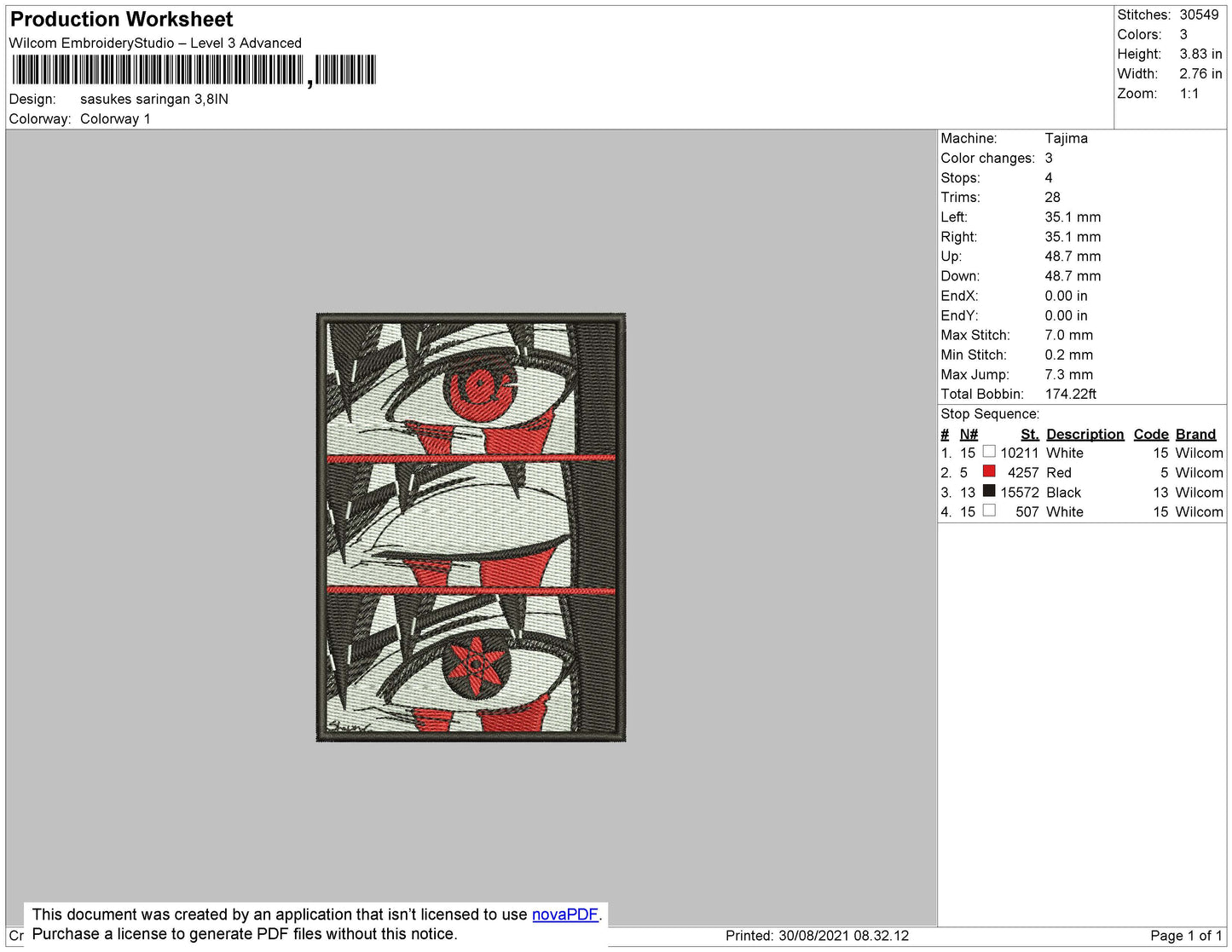 Sasuke Saringan Embroidery File 4 size