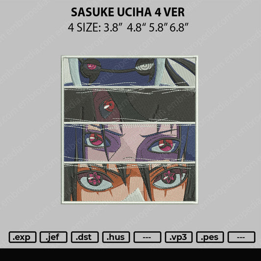Sasuke Uciha 4 Ver Embroidery File 4 sizes