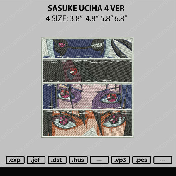 Sasuke Uciha 4 Ver Embroidery File 4 sizes