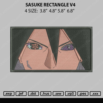 Sasuke Rectangle V4 Embroidery File 4 size