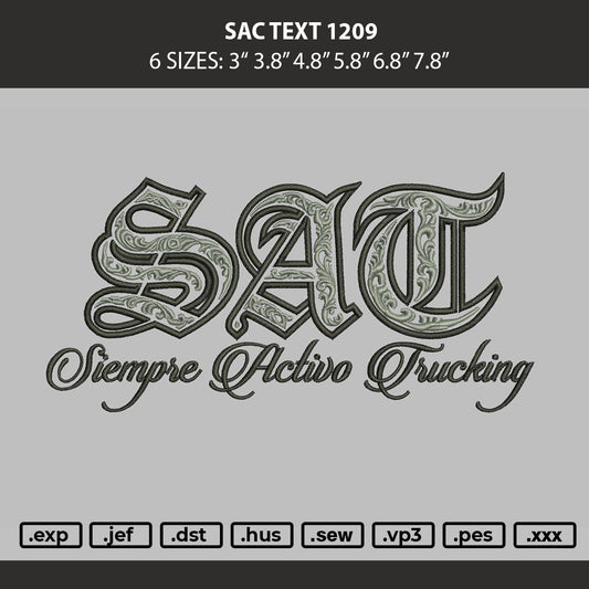 Sat Text 1209 Embroidery Machine Design File 6 sizes