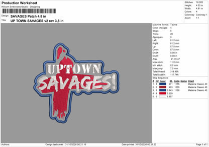 Savagestext Patch Embroidery Machine Design File 6 sizes
