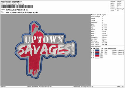 Savagestext Patch Embroidery Machine Design File 6 sizes