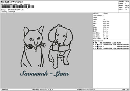 Cat Dog Outline 02 Embroidery File 6 sizes