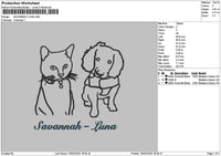 Cat Dog Outline 02 Embroidery File 6 sizes