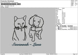 Cat Dog Outline 02 Embroidery File 6 sizes