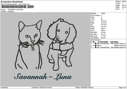 Cat Dog Outline 02 Embroidery File 6 sizes