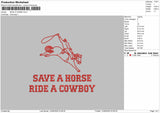 Horsetext Embroidery Machine Design File 6 sizes