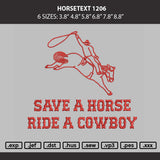 Horsetext Embroidery Machine Design File 6 sizes