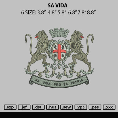 Sa Vida Embroidery File 6 sizes
