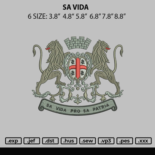 Sa Vida Embroidery File 6 sizes