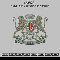Sa Vida Embroidery File 6 sizes