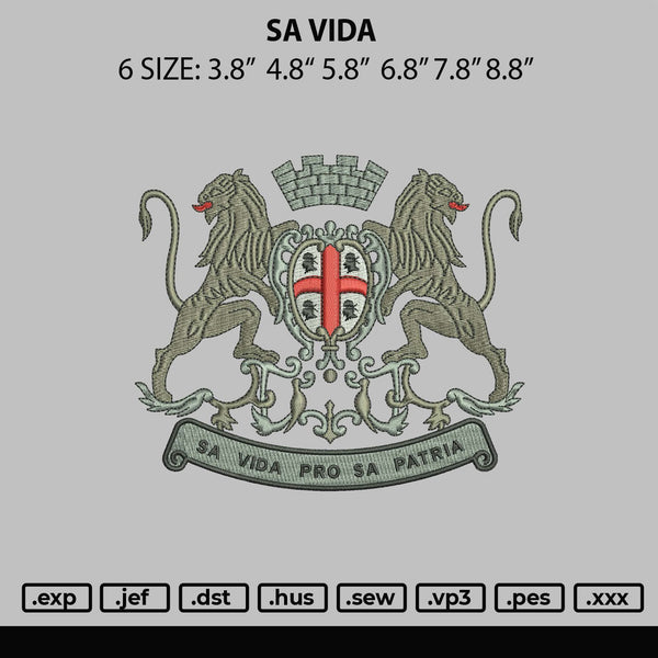 Sa Vida Embroidery File 6 sizes