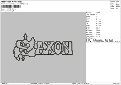 Saxon Embroidery File 6 sizes