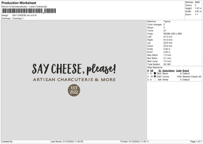 Say Cheese Embroidery File 6 sizes