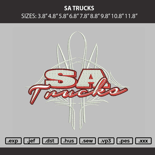 Sa Trucks Embroidery Machine Design File 9 sizes