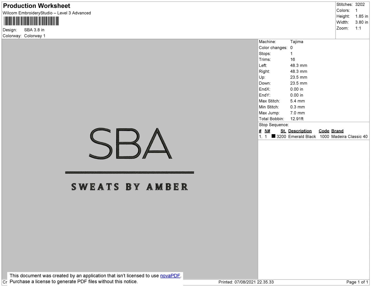 SBA Embroidery File 5 size