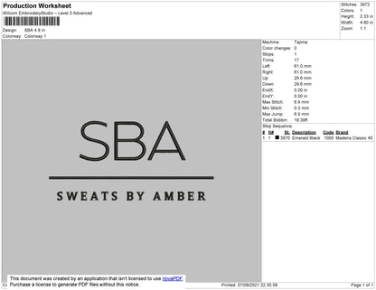 SBA Embroidery File 5 size