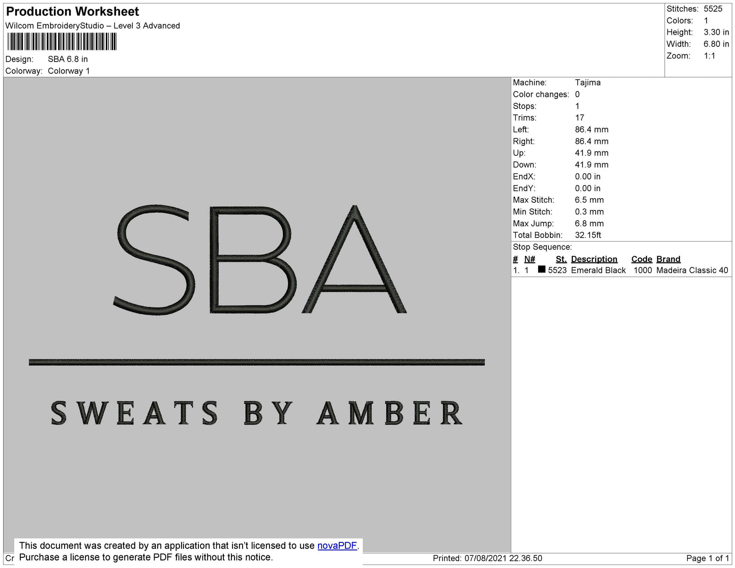 SBA Embroidery File 5 size