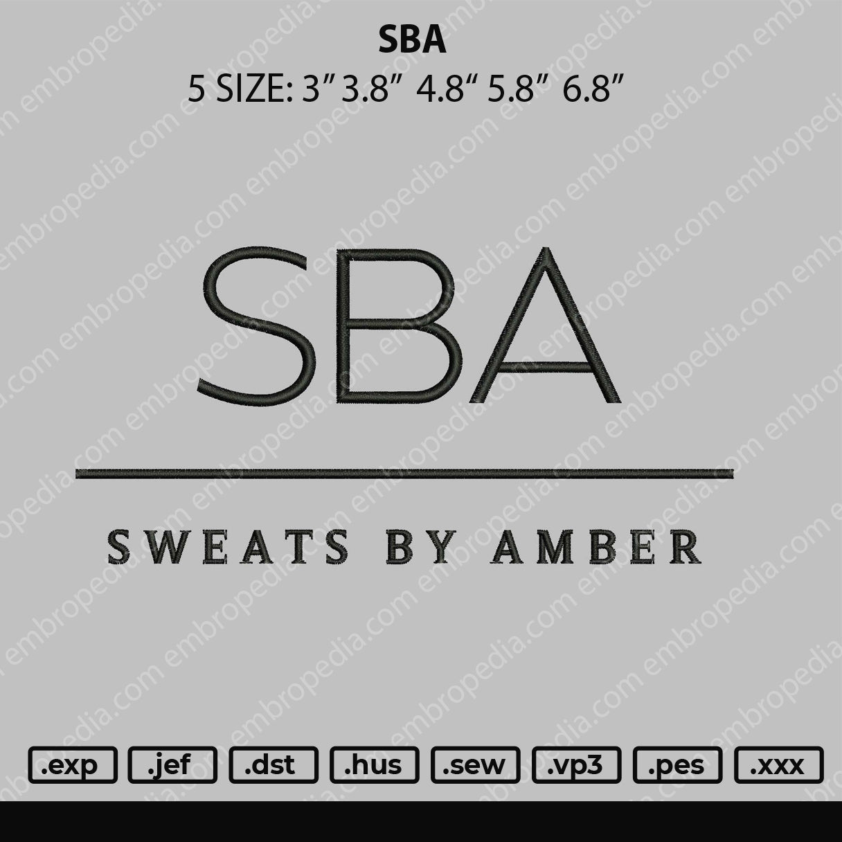 SBA Embroidery File 5 size