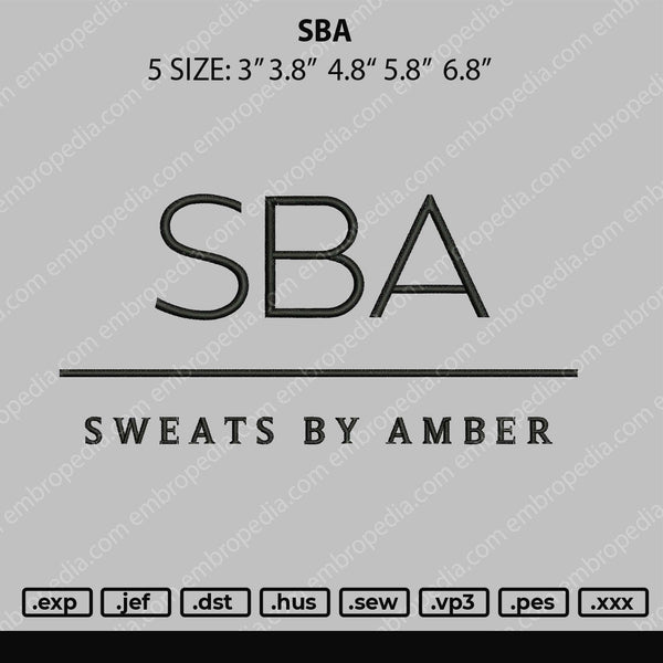 SBA Embroidery File 5 size