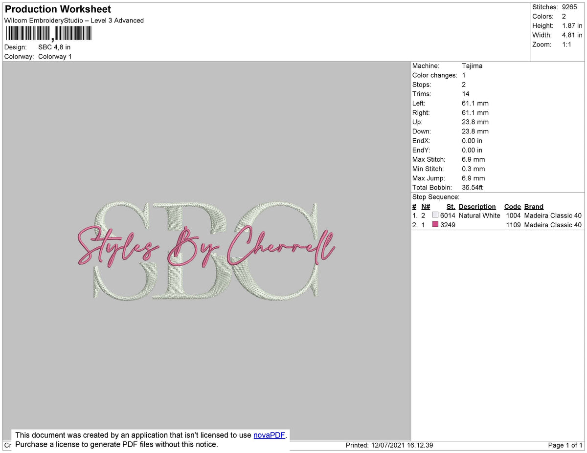 Sample Sbc File SBC Embroidery File 4 size – Master Digitizer