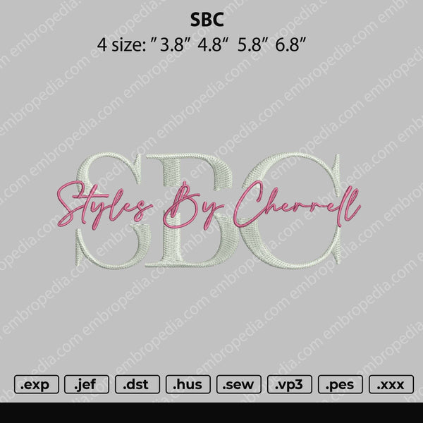SBC Embroidery File 4 size