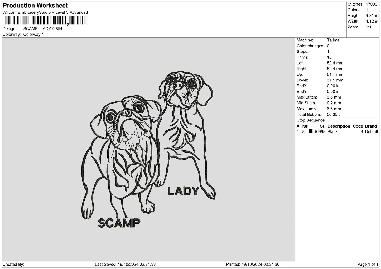 Lady Dogs Embroidery File 6 sizes