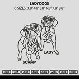 Lady Dogs Embroidery File 6 sizes