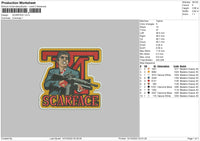 Scarface Embroidery File 6 sizes