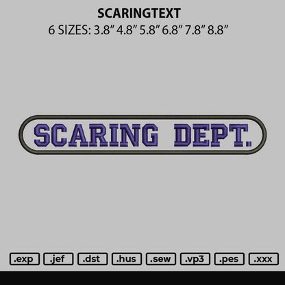 Scaringtext Embroidery File 6 sizes