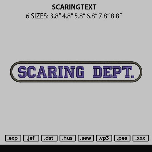 Scaringtext Embroidery File 6 sizes