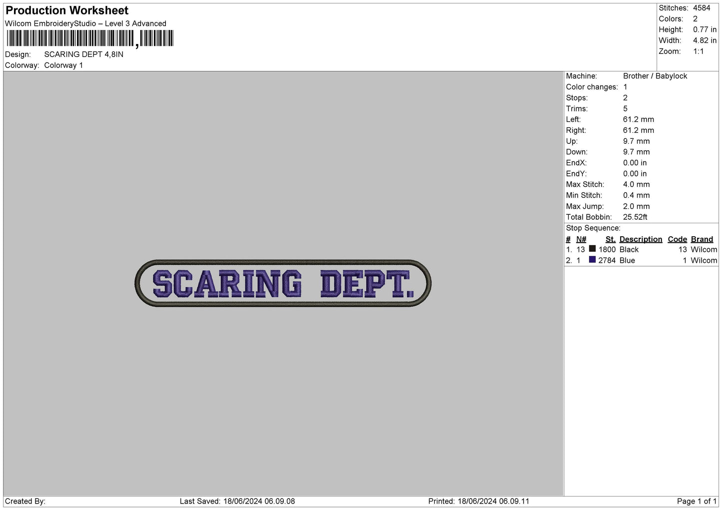 Scaringtext Embroidery File 6 sizes