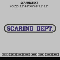 Scaringtext Embroidery File 6 sizes