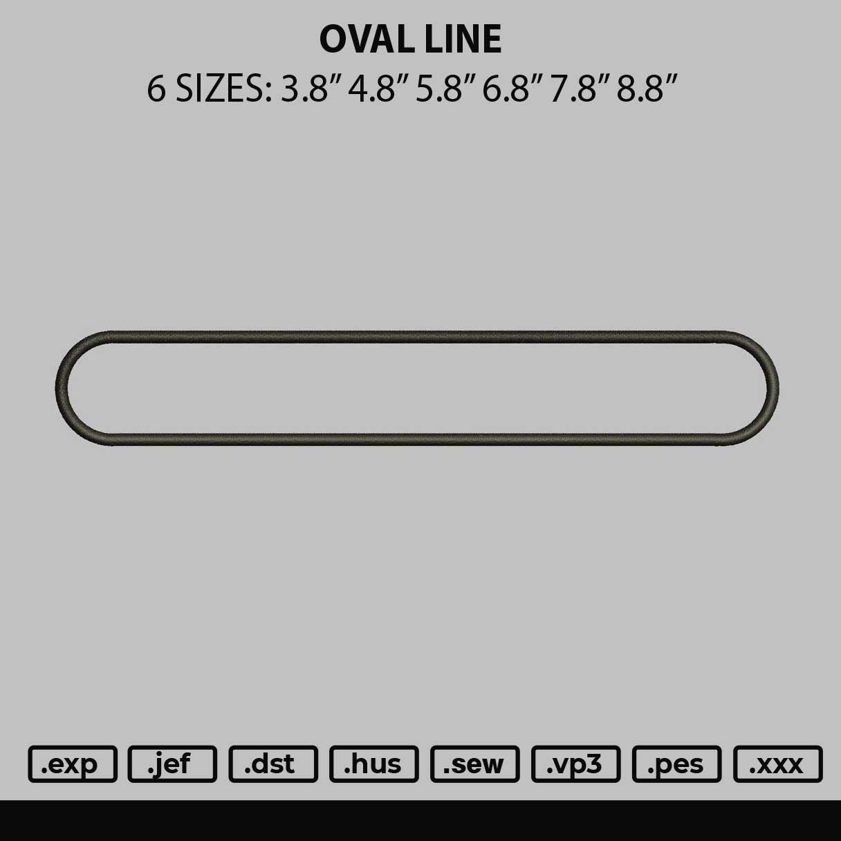 Oval Line Embroidery File 6 sizes