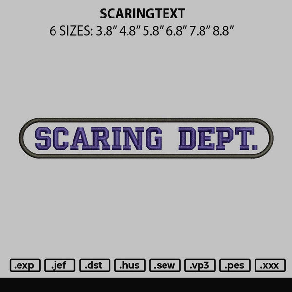 Scaringtext Embroidery File 6 sizes